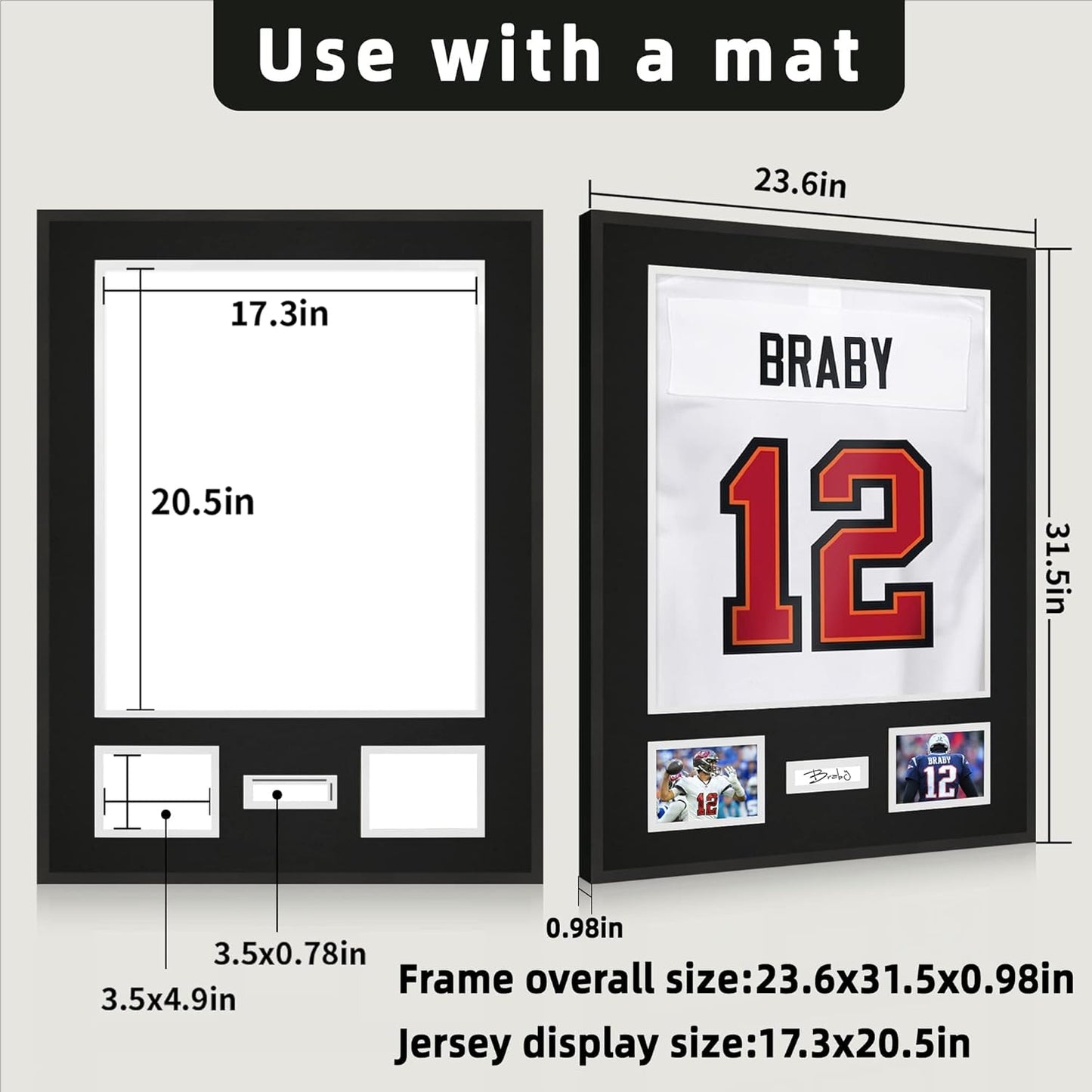Aluminum Jersey Frame Display Case 1 Pack, Lightweight & Durable Metal Jersey Frame with Mat, Pinboard, Shatterproof Plexiglass & Hanging Kit for Football Baseball Basketball Soccer Hockey Shirt