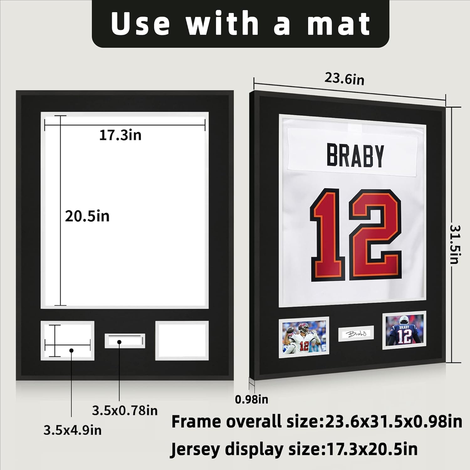 Aluminum Jersey Frame Display Case 1 Pack, Lightweight & Durable Metal Jersey Frame with Mat, Pinboard, Shatterproof Plexiglass & Hanging Kit for Football Baseball Basketball Soccer Hockey Shirt