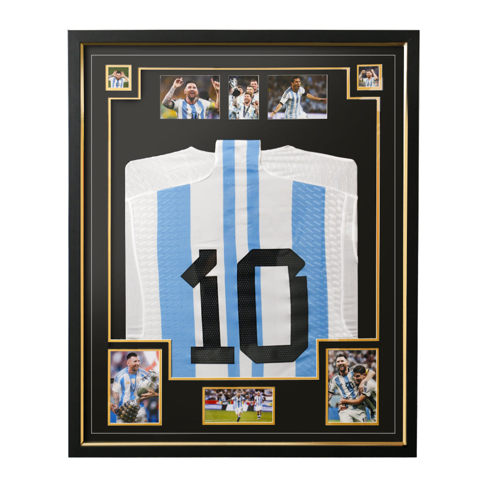 CCDCC Original Design Luxury Wall Mount Jersey Frame with Multi Photo Slots & Gold Trim for Sports Memorabilia 34.6” x 28.3”