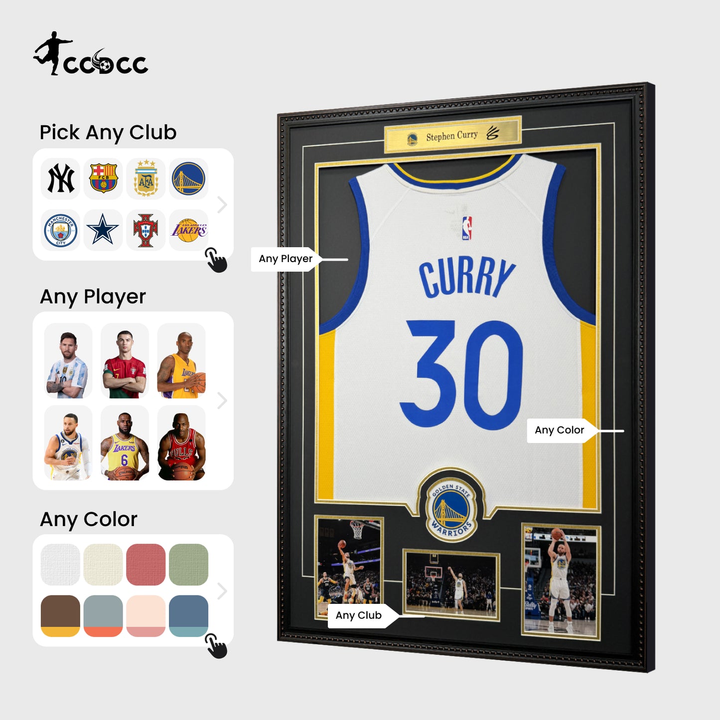 CURRY Jerseys & Jersey Frames, Customizable