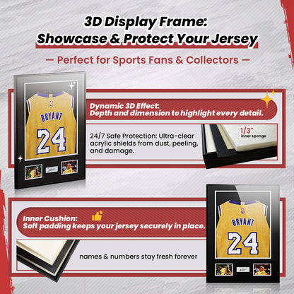 CCDCC 2-PACK Large Lockable Rectangle Sports Soccer Jersey Display Frame Shadow Box - Aluminum Alloy, UV-Protection Transparent Acrylic, Hanger, Installation & Mount Hardware - Wall Home Decor Photo Frame
