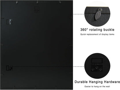 16x20 Large Shadow Box Picture Frame with Soft Linen Back, Black Wooden Youth Kids Jersey Frame Display Case with Tempered Glass Cover for Wall Display