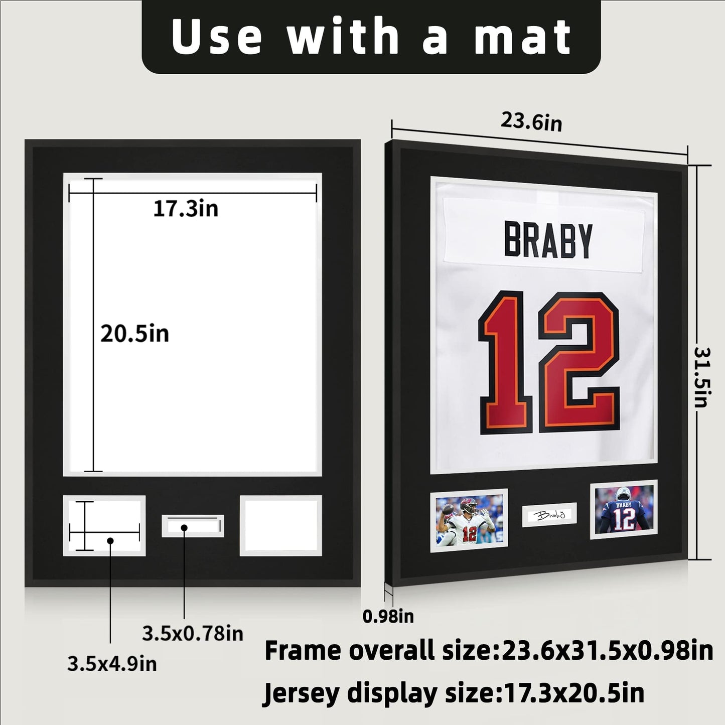 Jersey Frame Display Case, Wooden Large Sport Jersey Shadow Box Frame with Shatterproof Plexiglass & Hanging Kit for Football Baseball Basketball Soccer Hockey Shirt,Black 1 Pack
