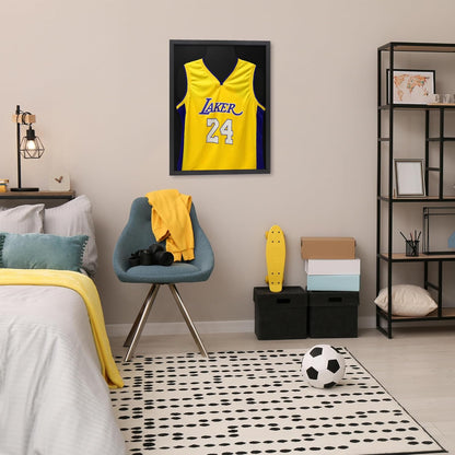 Jersey Frame Display Case, Wooden Large Sport Jersey Shadow Box Frame with Shatterproof Plexiglass & Hanging Kit for Football Baseball Basketball Soccer Hockey Shirt,Black 1 Pack