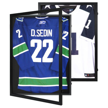 Aluminum Jersey Frame Display Case 1 Pack, Lightweight & Durable Metal Jersey Frame with Mat, Pinboard, Shatterproof Plexiglass & Hanging Kit for Football Baseball Basketball Soccer Hockey Shirt