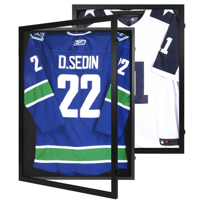 Aluminum Jersey Frame Display Case 1 Pack, Lightweight & Durable Metal Jersey Frame with Mat, Pinboard, Shatterproof Plexiglass & Hanging Kit for Football Baseball Basketball Soccer Hockey Shirt