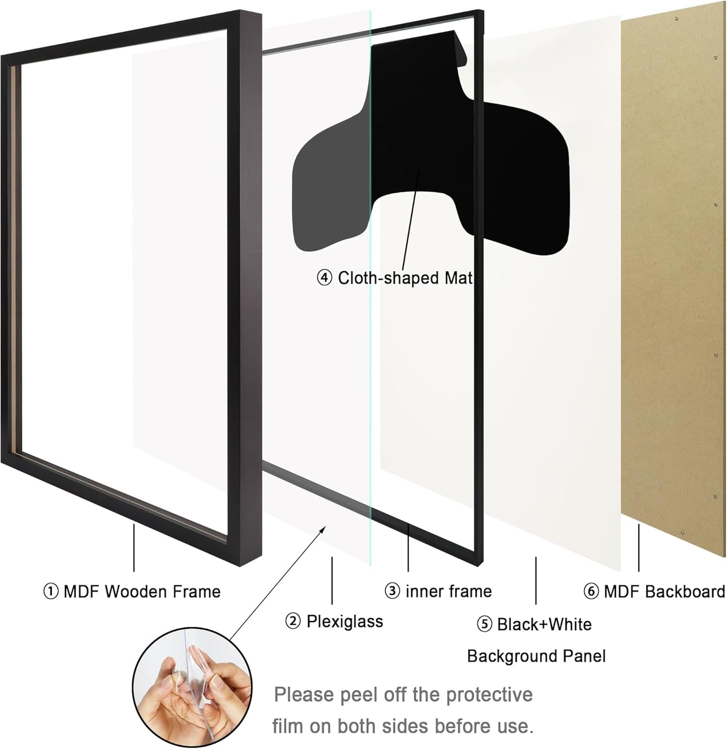 Jersey Frame Display Case, Wooden Large Sport Jersey Shadow Box Frame with Shatterproof Plexiglass & Hanging Kit for Football Baseball Basketball Soccer Hockey Shirt,Black 1 Pack