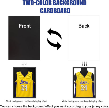 Jersey Frame Display Case, Wooden Large Sport Jersey Shadow Box Frame with Shatterproof Plexiglass & Hanging Kit for Football Baseball Basketball Soccer Hockey Shirt,Black 1 Pack